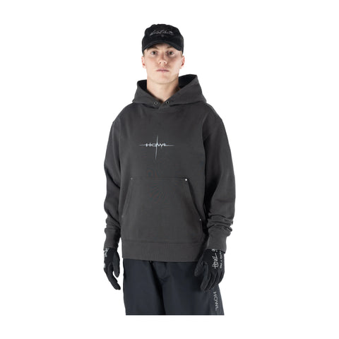 Howl Cropped Hoody in Washed Charcoal – on model