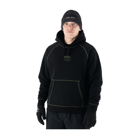 Howl DWR Logo Hoodie in Black – on model