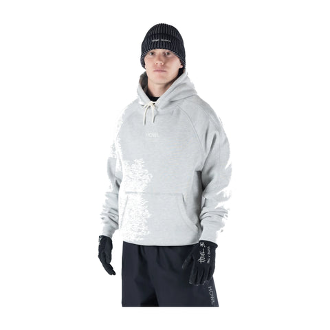 Howl DWR Logo Hoodie in Heather Grey – on model