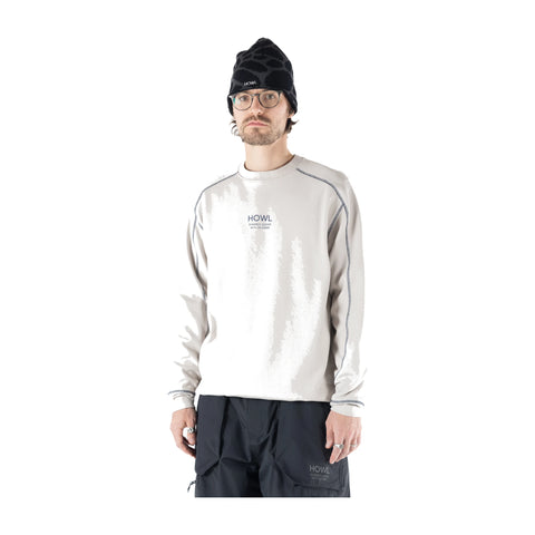 Howl Midweight Crew in Cream/Midnight – on model