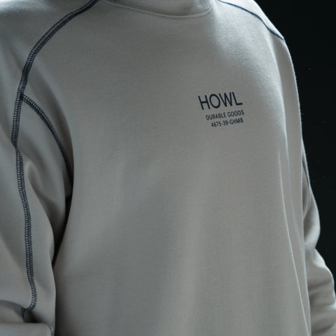 Howl Midweight Crew in Cream/Midnight – detail