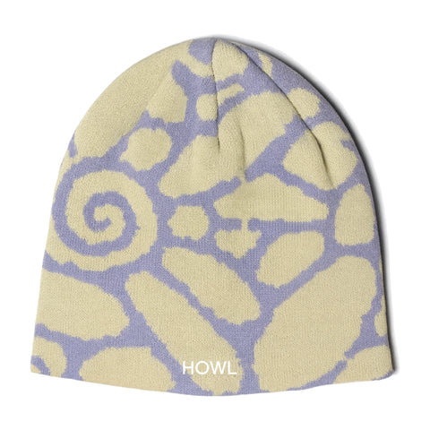 Howl No Cuff Beanie in White/Blue – front