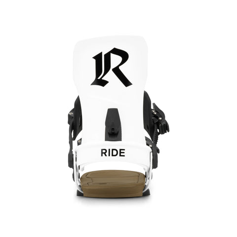 Ride Drone Snowboard Bindings 2027 in White – rear view of highback