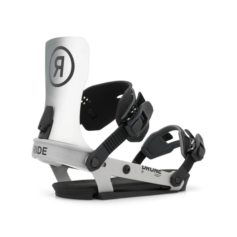 Ride Drone Women's Snowboard Bindings 2027 in Silver – three-quarter view