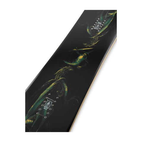 Ride Shadowban Snowboard 2027 – top sheet detail, angled view